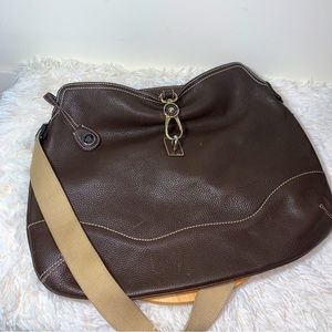Dooney & Bourke Purse Shoulder Bag Leather Brown Lobster Clasp